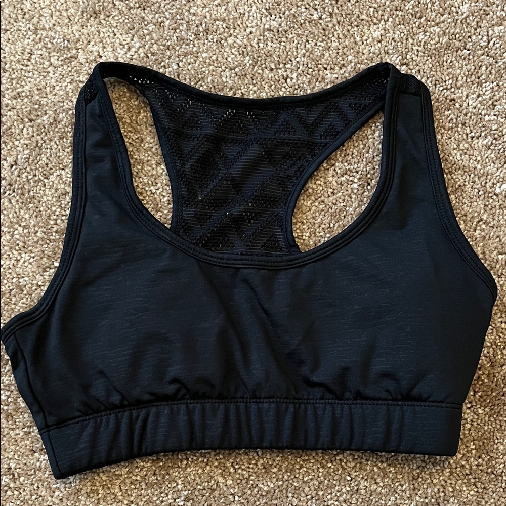 ZYIA Black Mesh Sports Bra, Size Small